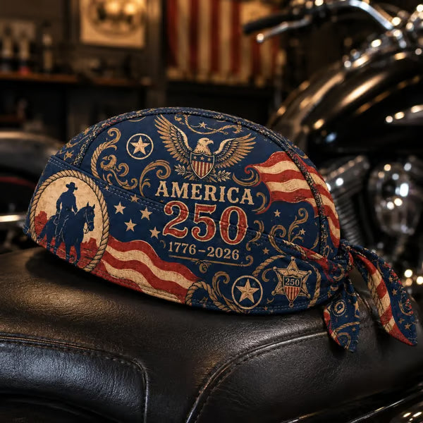 đ„LIMITED AMERICA 250 DESIGN â Cycling Pirate Hat / Biker Headwrap (Adjustable tie-back fit)