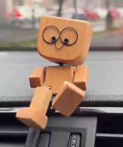 Charming Little Wooden Figure That Sways with 12PCS Magnetic Expressions