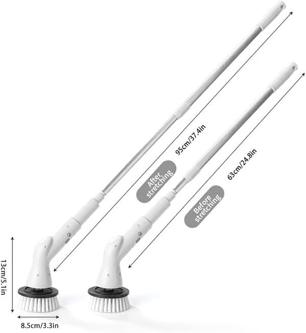 Electric Spin Scrubber – Cordless Power Scrubber with 6 Replaceable Brush Heads & Extendable Handle