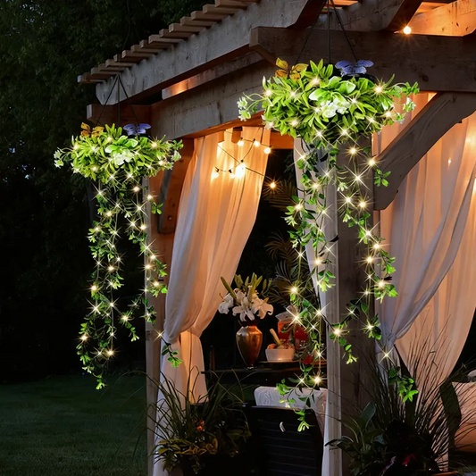 Solar Twinkling Hanging Plant Lights – 66 LED Outdoor Garden Decor