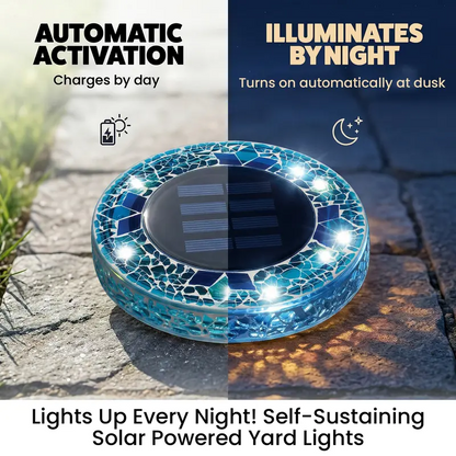Stained Glass Mosaic Disk Lights, Automatic, Wireless, Waterproof, Outdoor Decorative Pathway LED Garden Lights