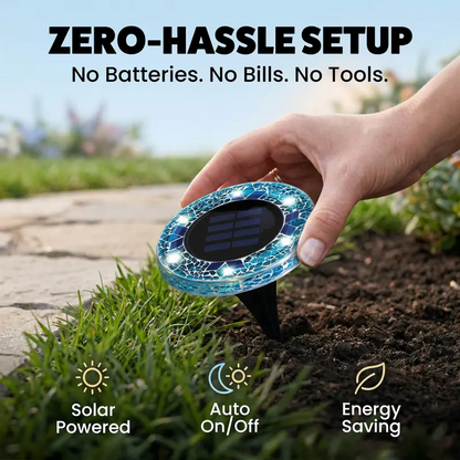Stained Glass Mosaic Disk Lights, Automatic, Wireless, Waterproof, Outdoor Decorative Pathway LED Garden Lights