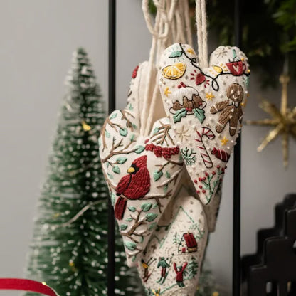 💖DIY Heart Shaped Hand Embroidered Christmas Ornament/Ornament Kit