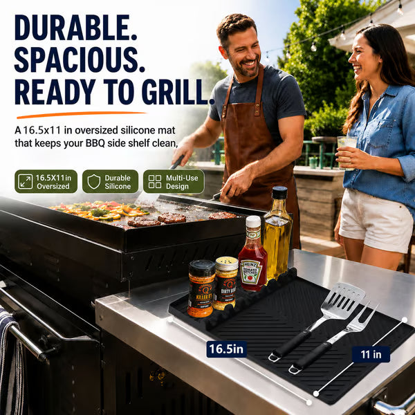 16.5x11" Silicone Mat – Heat Resistant, Dishwasher Safe, Non-Slip for Grill & Counter