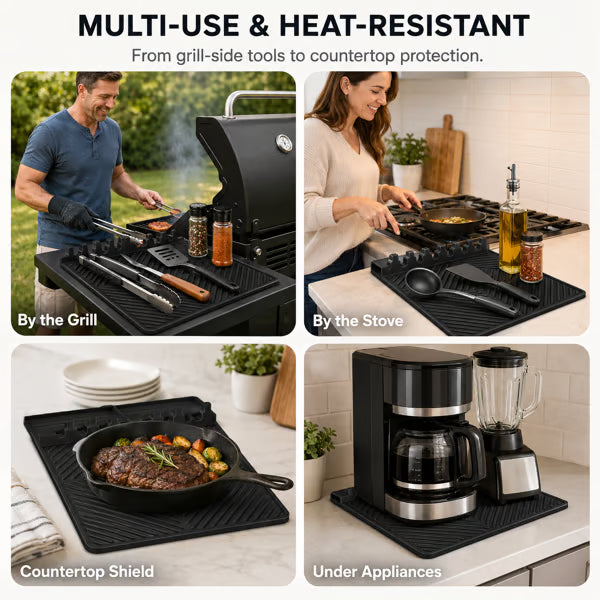 16.5x11" Silicone Mat – Heat Resistant, Dishwasher Safe, Non-Slip for Grill & Counter