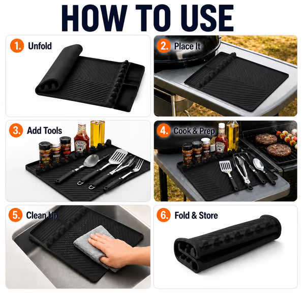 16.5x11" Silicone Mat – Heat Resistant, Dishwasher Safe, Non-Slip for Grill & Counter