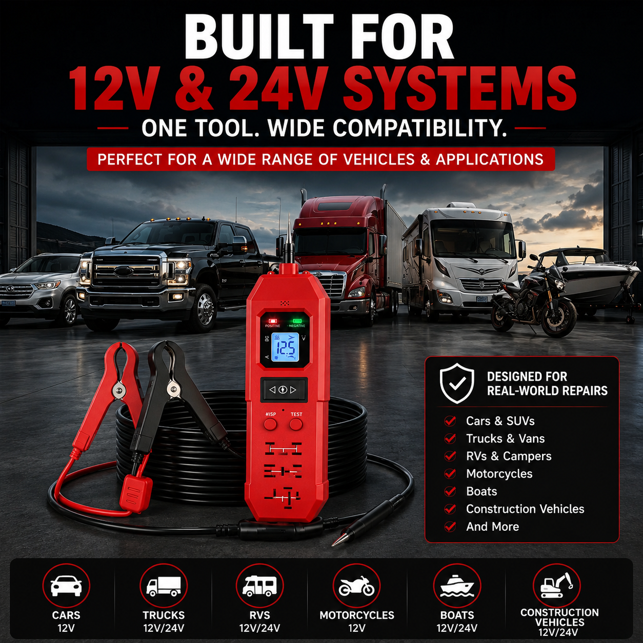 🚗3-in-1 Automotive Power Circuit Probe & Relay Tester – 12V/24V Electrical Diagnostic Tool