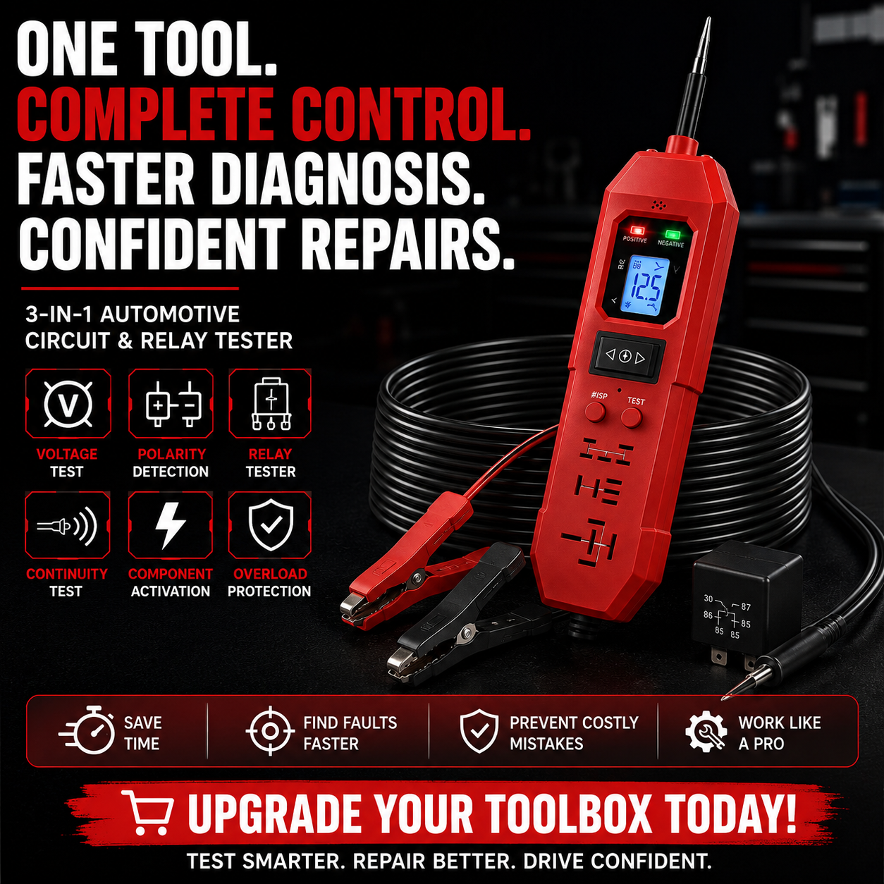 🚗3-in-1 Automotive Power Circuit Probe & Relay Tester – 12V/24V Electrical Diagnostic Tool