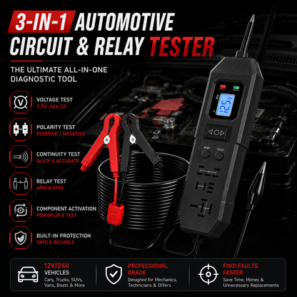 🚗3-in-1 Automotive Power Circuit Probe & Relay Tester – 12V/24V Electrical Diagnostic Tool