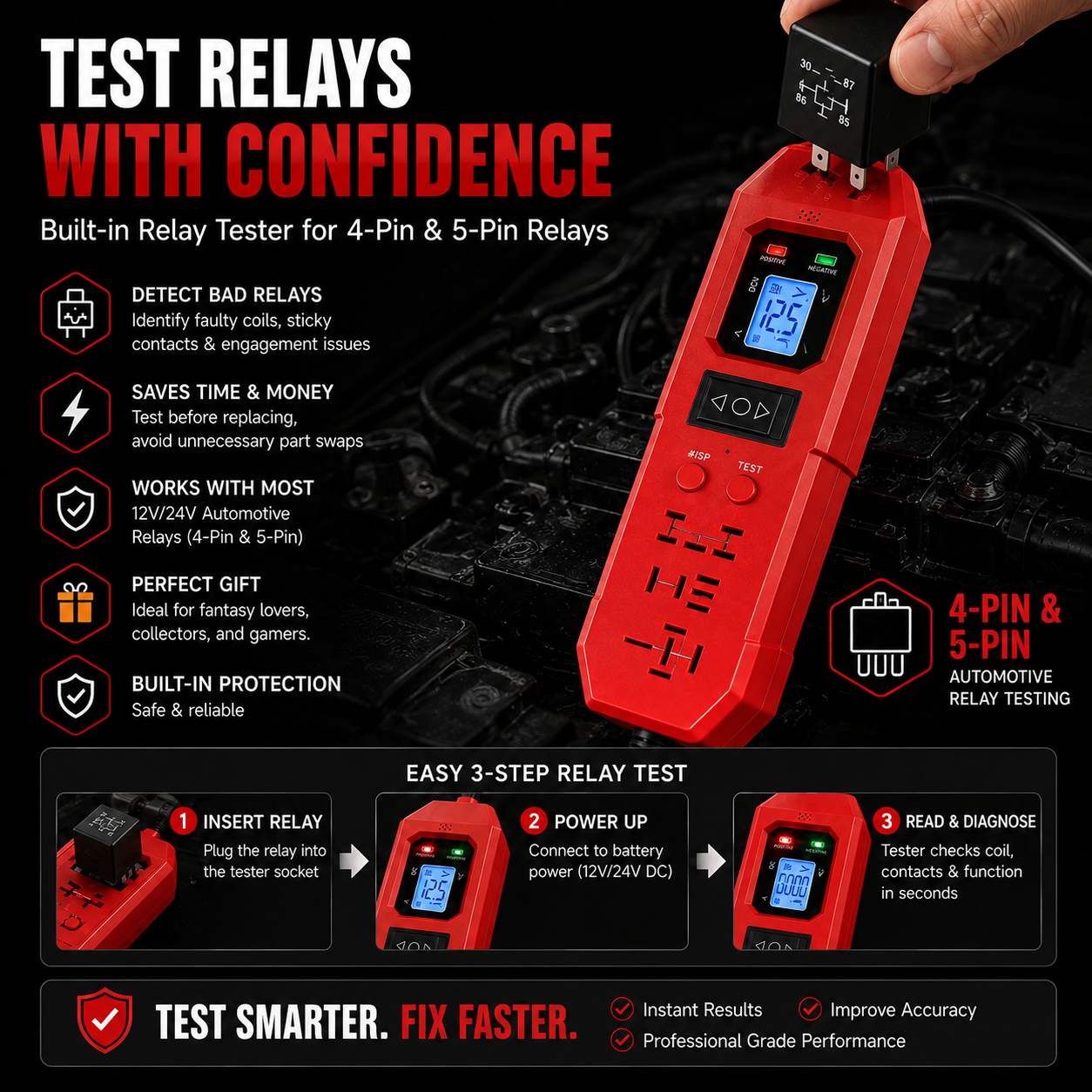 🚗3-in-1 Automotive Power Circuit Probe & Relay Tester – 12V/24V Electrical Diagnostic Tool