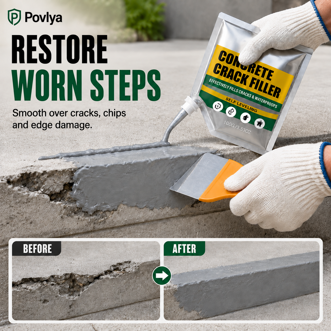 🏠 Waterproof Concrete Crack Filler for Indoor & Outdoor Use
