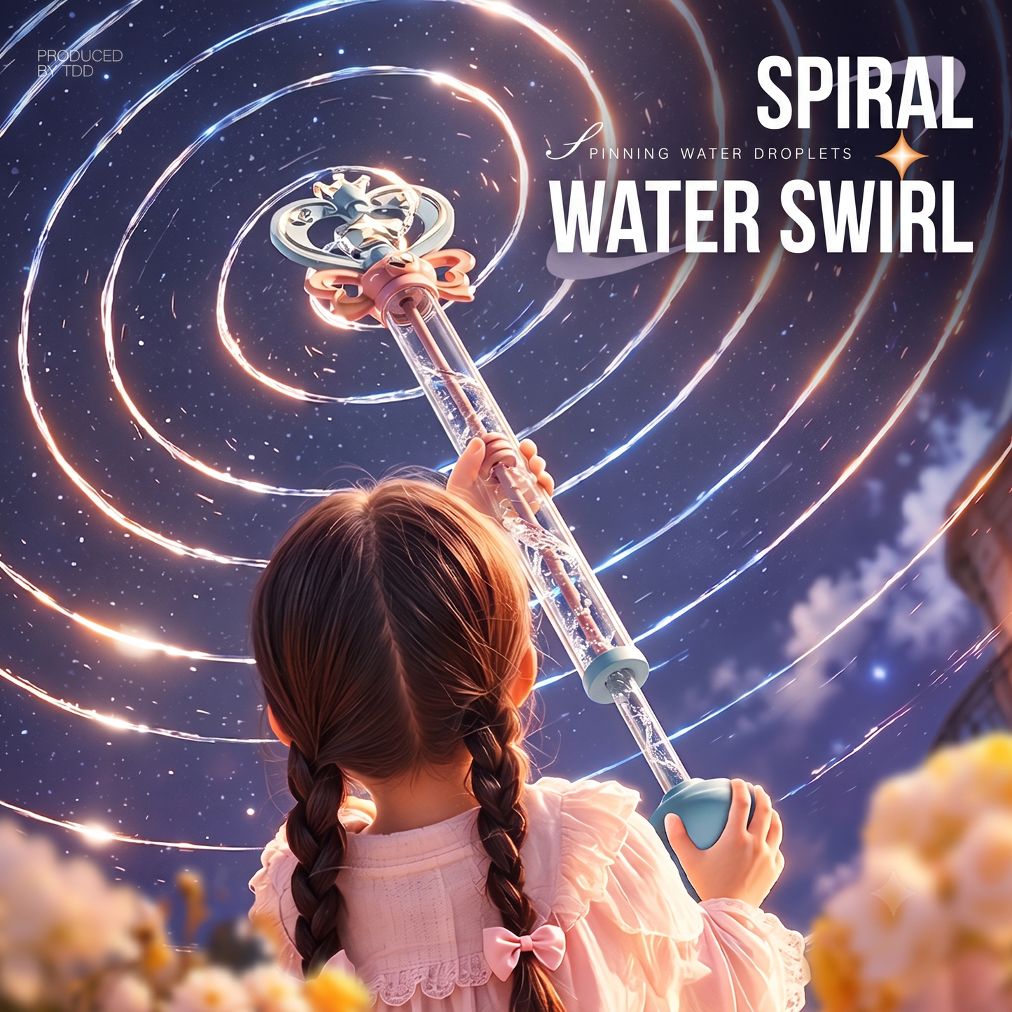 Plainlygoods Magic Spiral Water Wand – 2-in-1 Rotating Spray Water Blaster for Kids