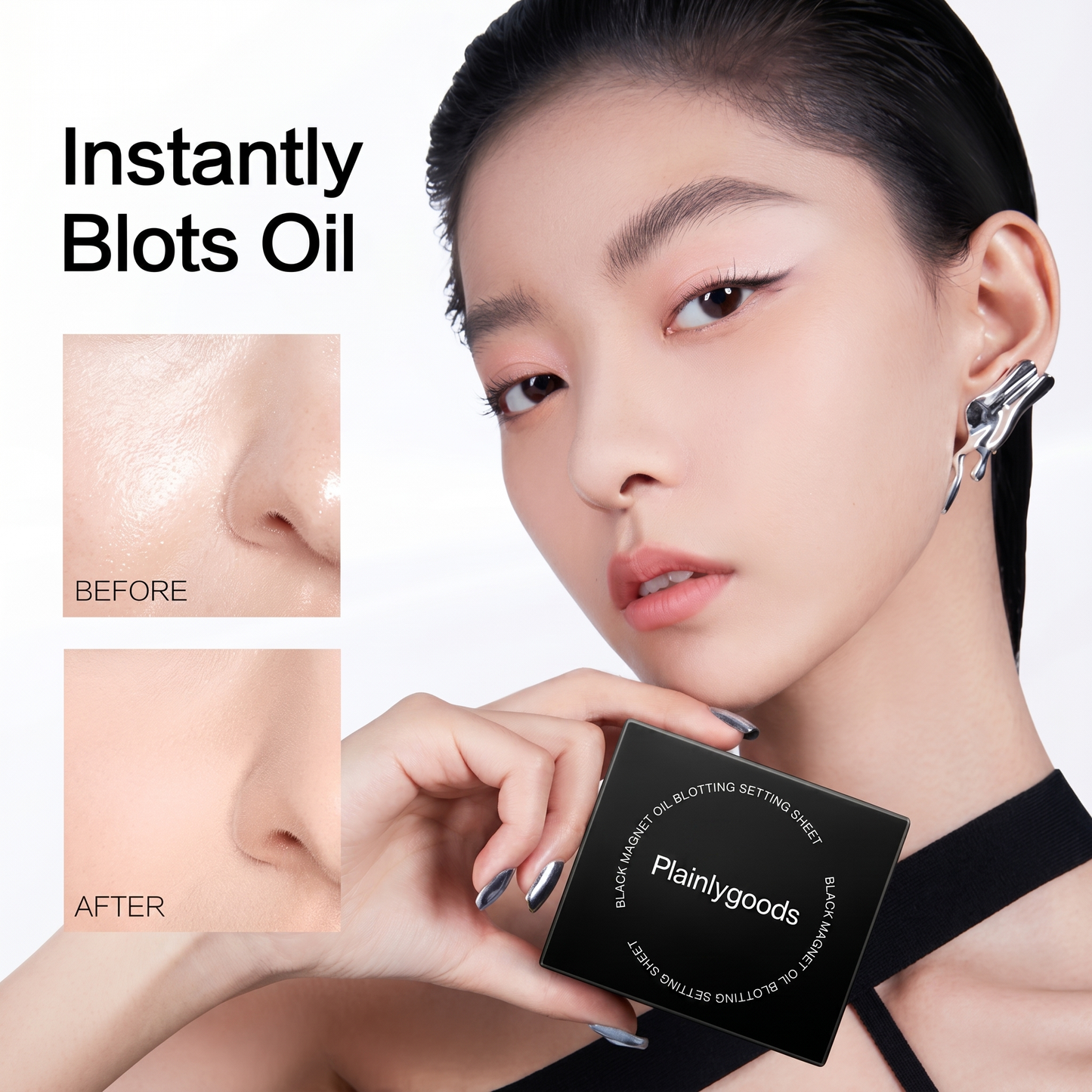 Plainlygoods Black Magnet Oil Blotting Setting Sheet—Keep Makeup Fresh