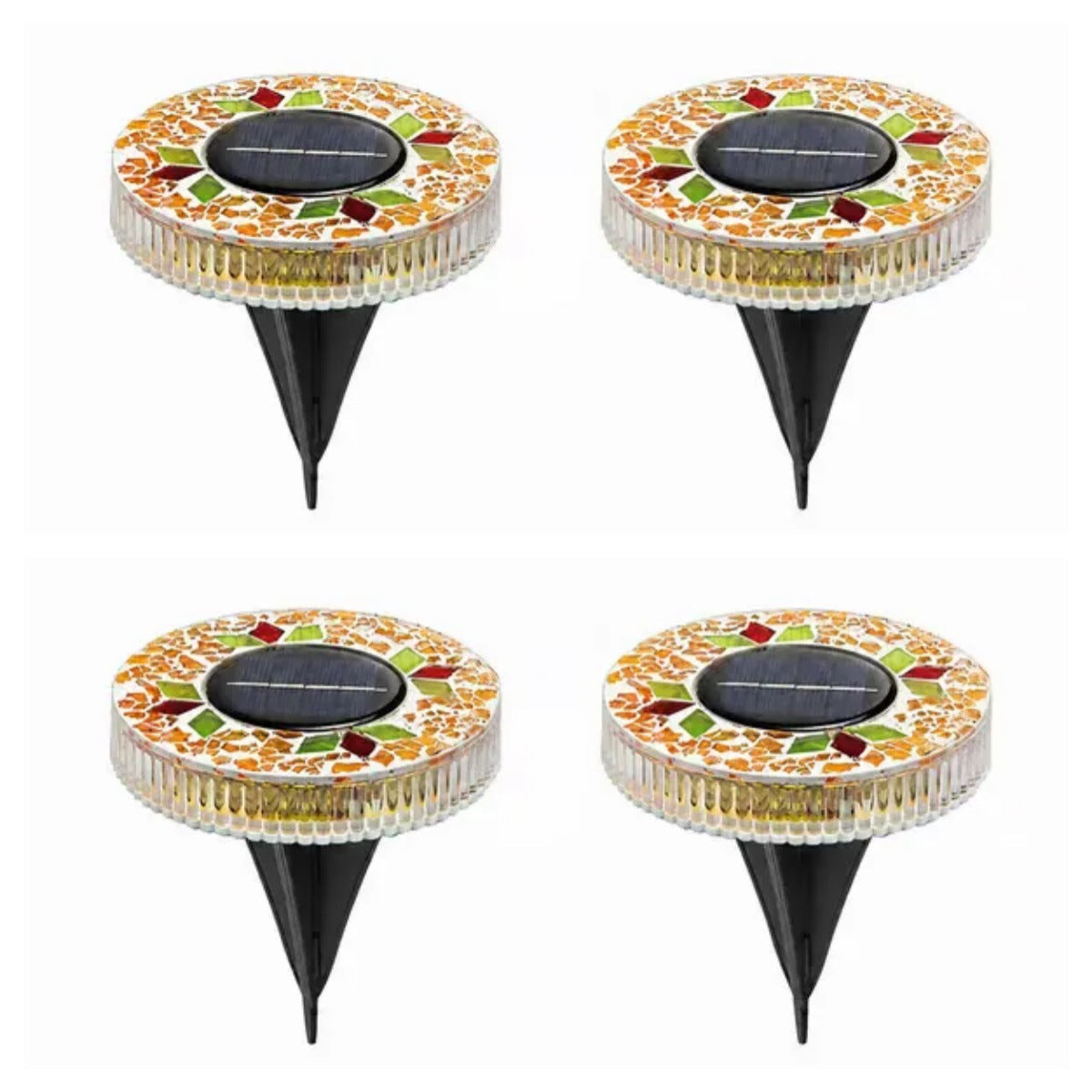 Stained Glass Mosaic Disk Lights, Automatic, Wireless, Waterproof, Outdoor Decorative Pathway LED Garden Lights