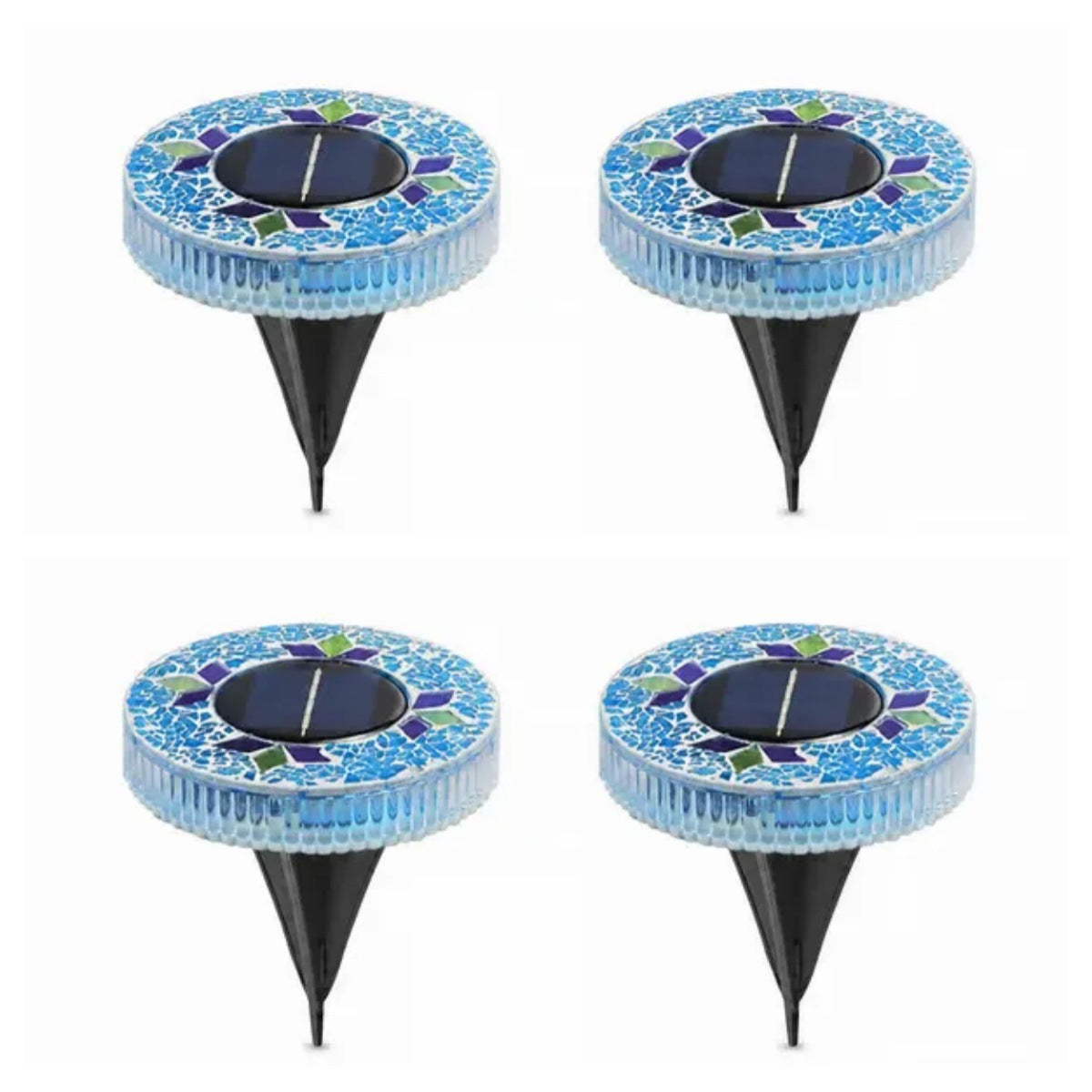 Stained Glass Mosaic Disk Lights, Automatic, Wireless, Waterproof, Outdoor Decorative Pathway LED Garden Lights