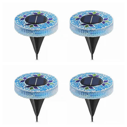 Stained Glass Mosaic Disk Lights, Automatic, Wireless, Waterproof, Outdoor Decorative Pathway LED Garden Lights